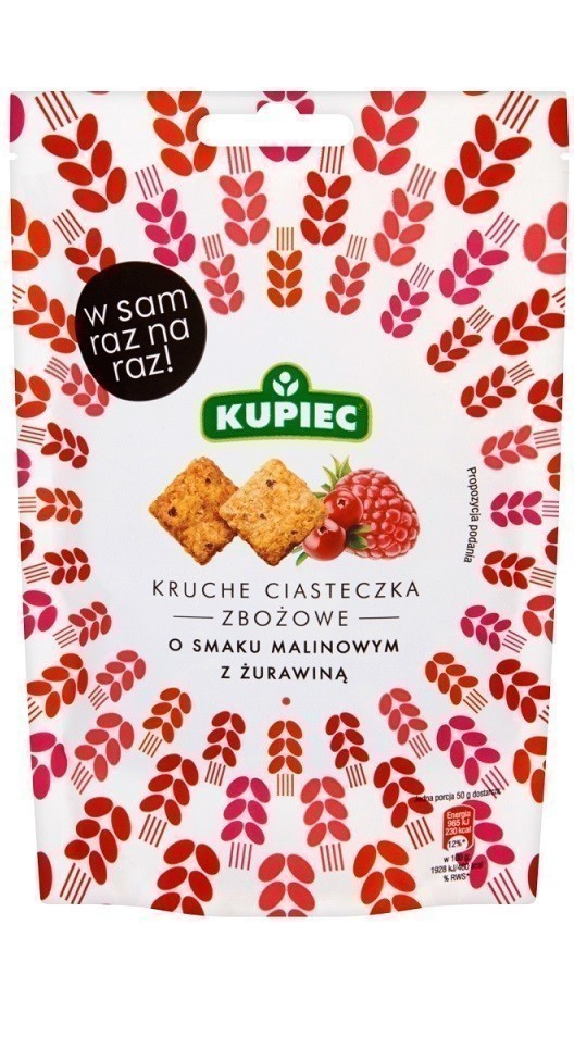 Kupiec Ciasteczka Zbożowe Malinowe z Żurawiną