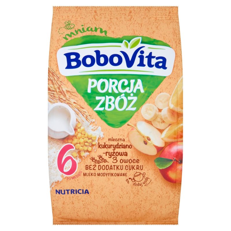Bobovita Porcja Zbóż Kukurydziano-Ryżowa 3 Owoce
