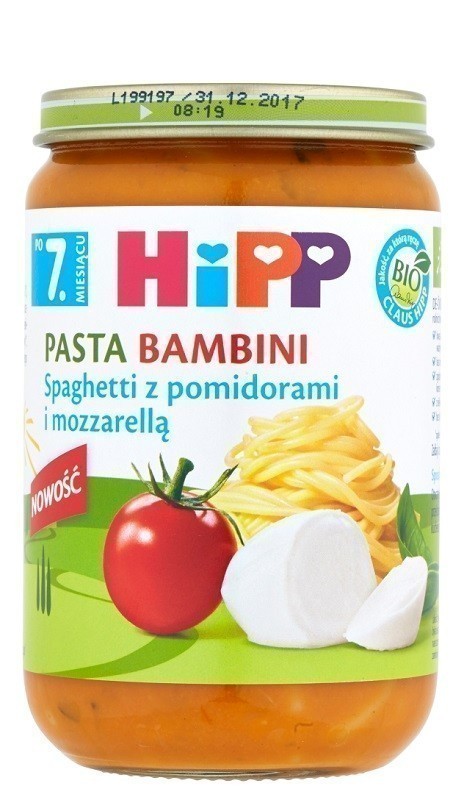 Hipp Pasta Bambini Spaghetti z Pomidorami i Mozarellą Bio