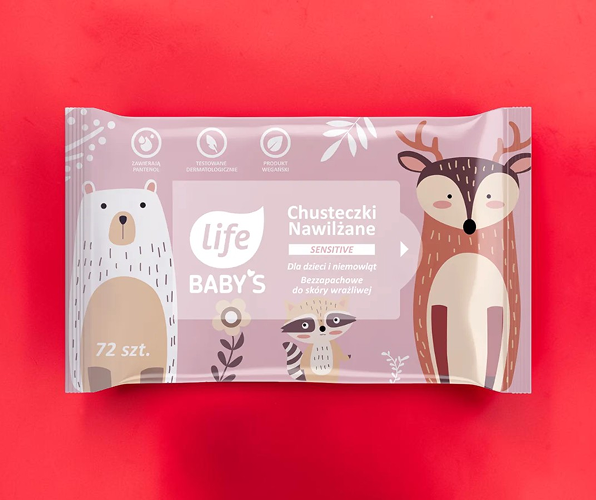 Life Baby’s Sensitive – chusteczki nawilżane dla dzieci i niemowląt.