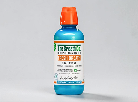 The Breath Co. Fresh Breath – płyn do płukania jamy ustnej o smaku mięty.